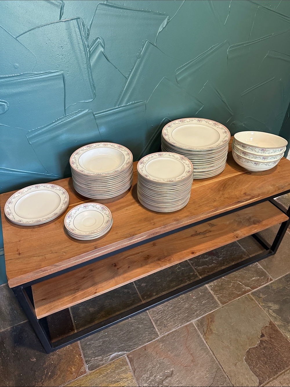 Mikasa (Spring Crest) Floral Rim Dinnerware Set